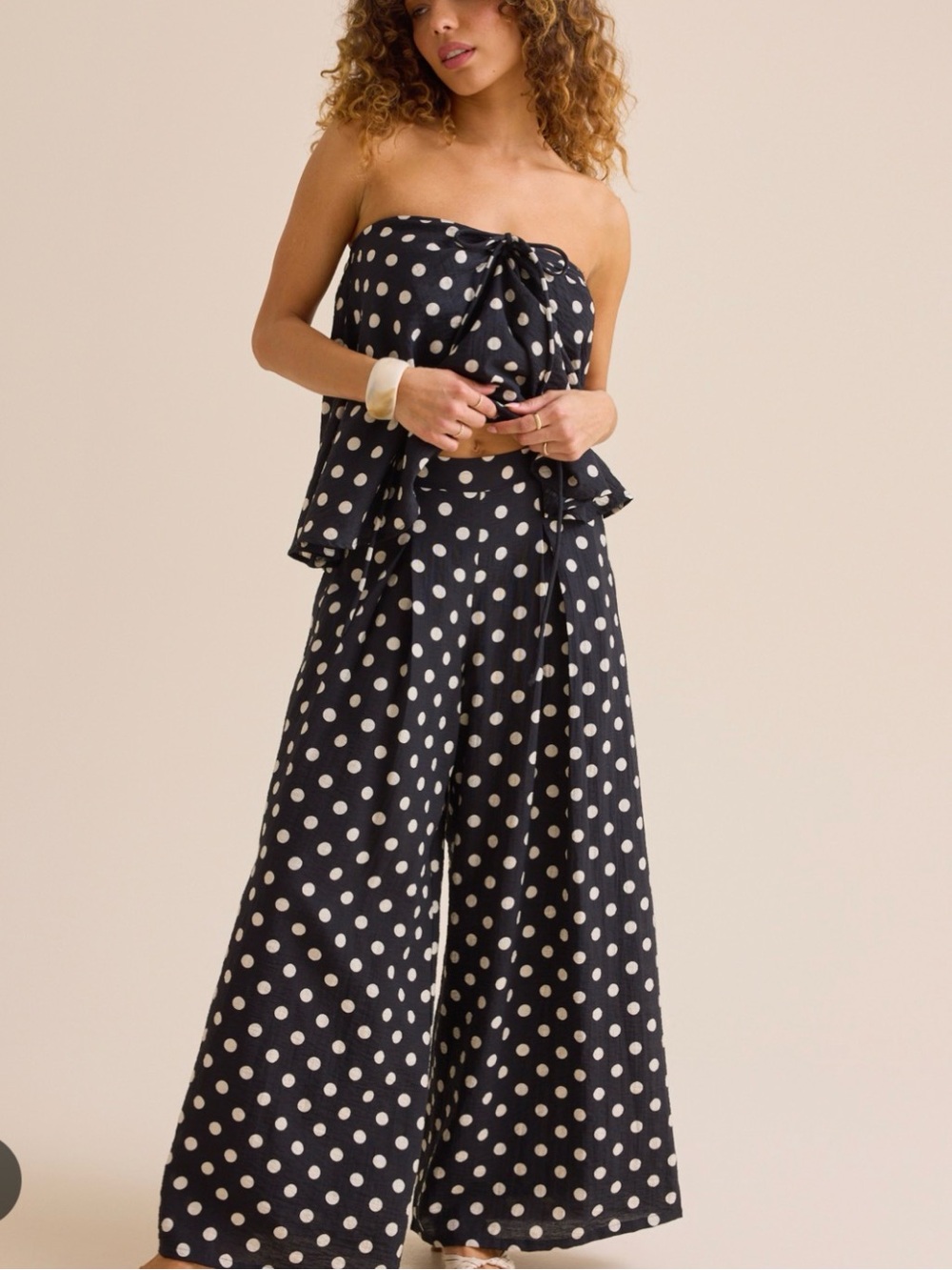 Altar'd State Black Polka Dot Wide-Leg Pants